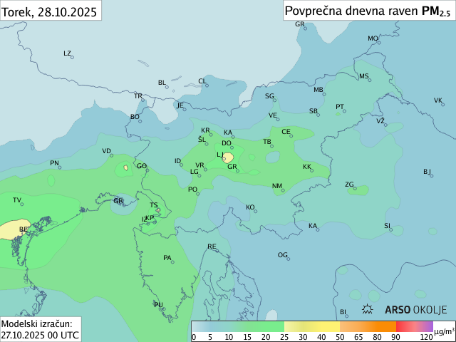 Napoved PM2,5 za jutri